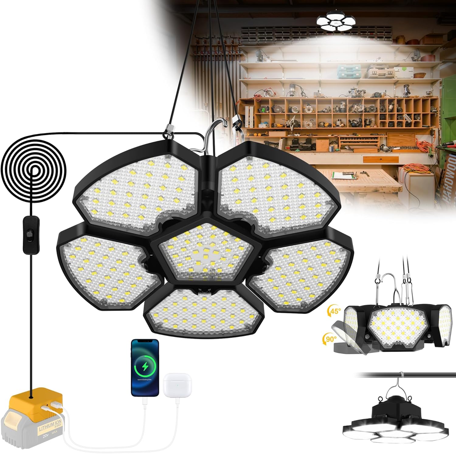 Outdoor Camping Jobs - Lampe de chantier à piles, lampe