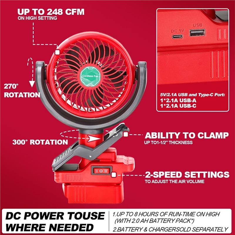 [HOT!A24R】 Ventilateur à pince - Outdoor Camping Jobs avis et prix